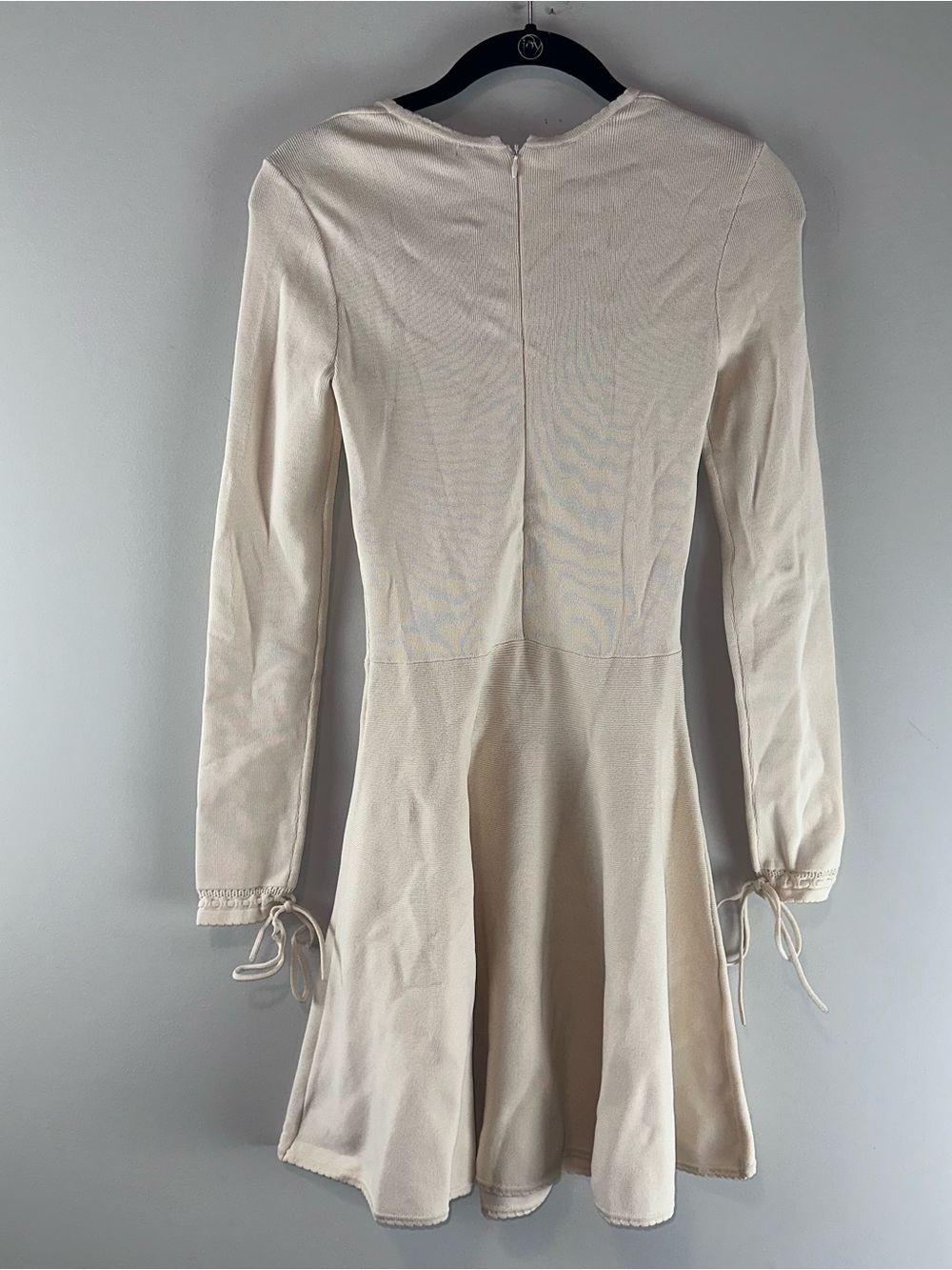 House of CB Caprice Rib Knit Long Sleeve Flare Cottagecore Cream Dress Size XS - Picture 7 of 10